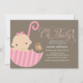 Roze Baby shower van het Meisje van de Umbrella Kaart (Voorkant)