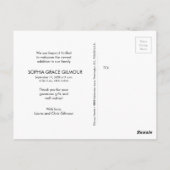 Roze Baby shower van het moderne meisje met foto-c Briefkaart (Achterkant)