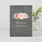 Roze Baby shower van hout van het pluis Kaart (Staand voorkant)