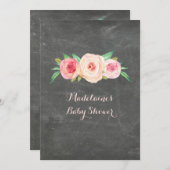 Roze Baby shower van hout van het pluis Kaart (Voorkant / Achterkant)