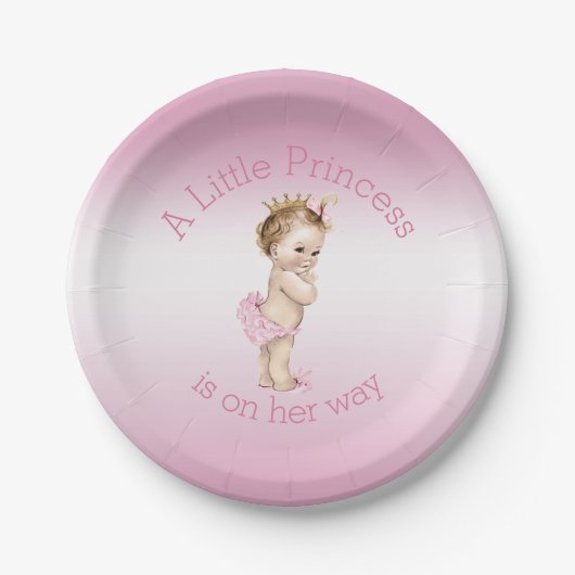 Roze Baby shower van Little Princess Papieren Bordje (Voorkant)
