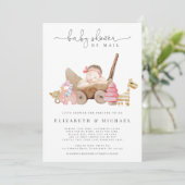 Roze Baby shower van Mail Girl Boho over lange afs Kaart (Staand voorkant)
