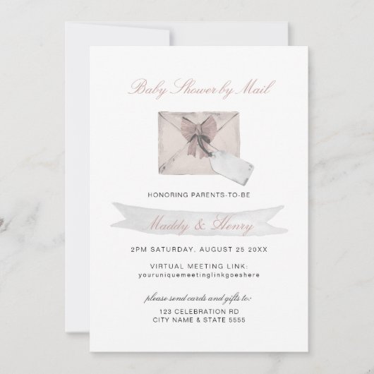 Roze Baby shower van Mail Virtual Long Distance Kaart (Voorkant)