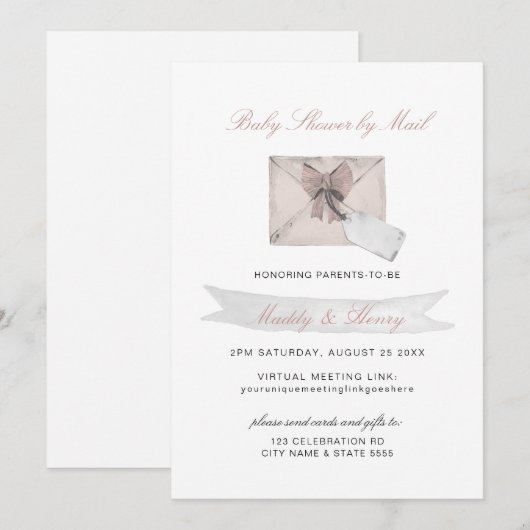 Roze Baby shower van Mail Virtual Long Distance Kaart (Voorkant / Achterkant)