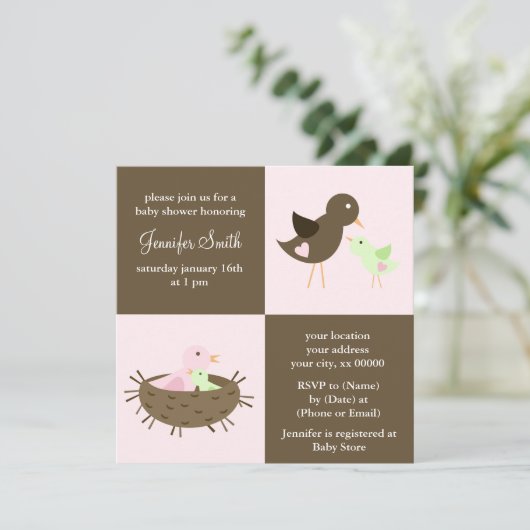 Roze Baby shower van mama en Baby Kaart (Staand voorkant)