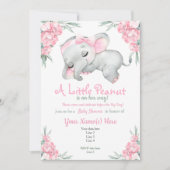 Roze Baby shower van olifant Kaart (Voorkant)