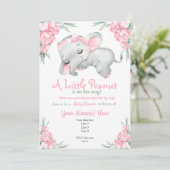 Roze Baby shower van olifant Kaart (Staand voorkant)