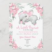 Roze Baby shower van olifant Kaart (Voorkant / Achterkant)
