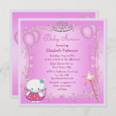 Roze Baby shower van Princess Kitty Cat Fairy Kaart (Voorkant / Achterkant)