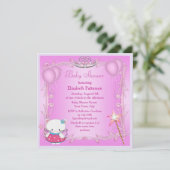 Roze Baby shower van Princess Kitty Cat Fairy Kaart (Staand voorkant)