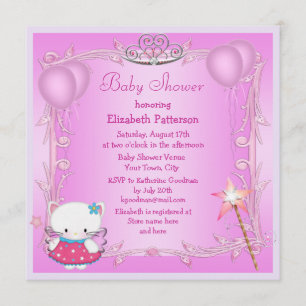 Roze Baby shower van Princess Kitty Cat Fairy Kaart