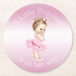 Roze Baby shower van prinses Ballerina Ronde Kartonnen Onderzetter