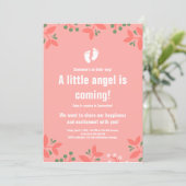Roze Baby shower van september Meisje Voet Floral Kaart (Staand voorkant)
