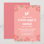 Roze Baby shower van september Meisje Voet Floral Kaart (Voorkant / Achterkant)