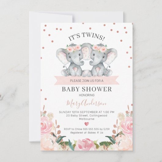 Roze Baby shower van vlinderbloemigen Kaart (Voorkant)