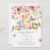Roze Baby shower van vlinderbloemigen Safari Kaart (Voorkant)