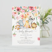 Roze Baby shower van vlinderbloemigen Safari Kaart (Staand voorkant)