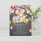 Roze Baby shower van vlinderbloemigen Safari Kaart (Staand voorkant)