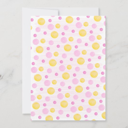 Roze Baby shower van zonneroze geel Kaart (Achterkant)