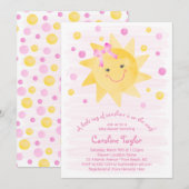 Roze Baby shower van zonneroze geel Kaart (Voorkant / Achterkant)