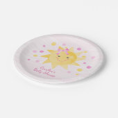 Roze Baby shower van zonneroze geel Papieren Bordje (Gekanteld)