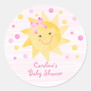 Roze Baby shower van zonneroze geel Ronde Sticker