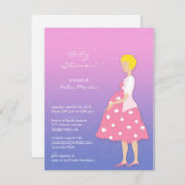 Roze Baby shower Vaste uitnodiging (Voorkant / Achterkant)