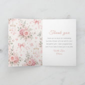 Roze baby shower viering bedankkaart (Binnen)