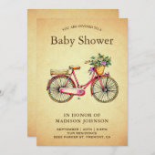  Roze Baby shower voor de fiets Kaart (Voorkant / Achterkant)
