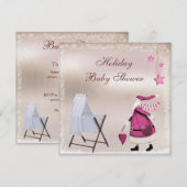 Roze Baby shower voor feestdag in de kerstman en h Kaart (Voorkant / Achterkant)