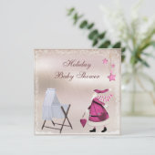 Roze Baby shower voor feestdag in de kerstman en h Kaart (Staand voorkant)