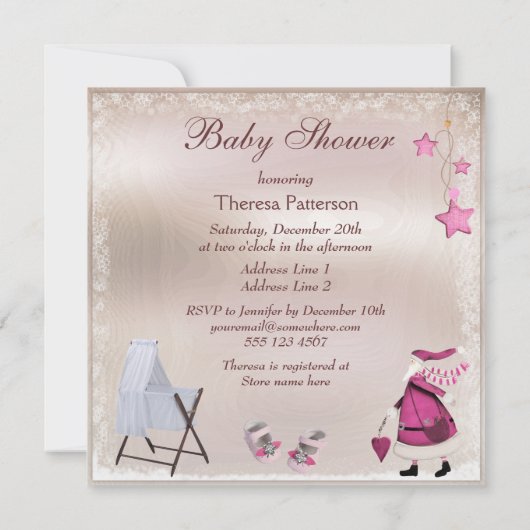 Roze Baby shower voor feestdag in de kerstman en h Kaart (Achterkant)