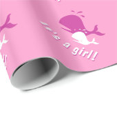 Roze baby shower voor het verpakken van walvis cadeaupapier (Rol Hoek)