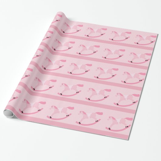 Roze baby shower voor het wikkelen van paardenpaar cadeaupapier (Uitgerold)