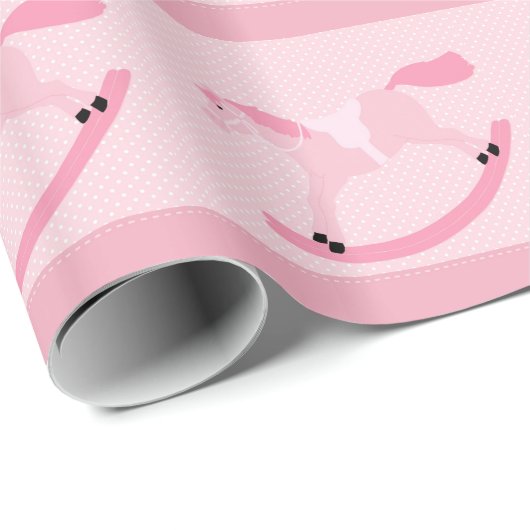 Roze baby shower voor het wikkelen van paardenpaar cadeaupapier (Rol Hoek)