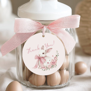 Roze Baby Shower voor Kleine Konijntje Bedankjes Labels