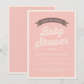Roze  Baby shower voor Typografie Kaart (Voorkant / Achterkant)