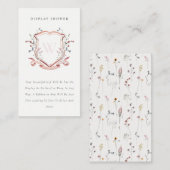 Roze Baby shower voor Wildflower Crest Display Informatiekaartje (Voorkant / Achterkant)