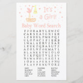 Roze Baby shower voor winkelnest Word Search Game (Voorkant)