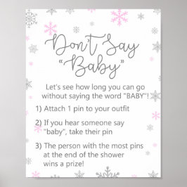 Roze Baby shower voor wintersnowflake Poster