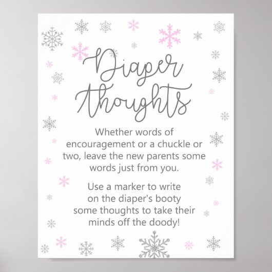 Roze Baby shower voor wintersnowflake Poster (Voorkant)