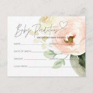 Roze Baby shower voorspelling spelkaart Informatiekaartje
