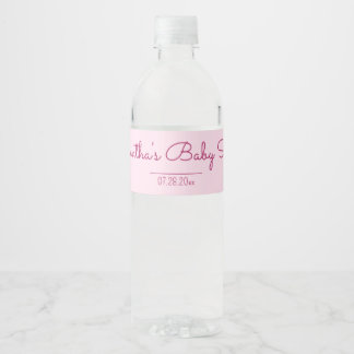 Roze Baby shower Waterfles Etiket