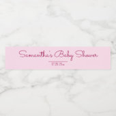 Roze Baby shower Waterfles Etiket (Enkel label)