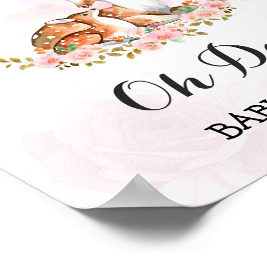 Roze Baby shower Waterverf Cloud Roos Welkom Poster (Hoek)