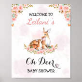 Roze Baby shower Waterverf Cloud Roos Welkom Poster (Voorkant)