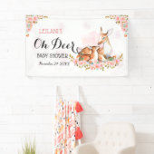 Roze Baby shower Waterverf Deer Roos Backdrop Spandoek (Insitu)