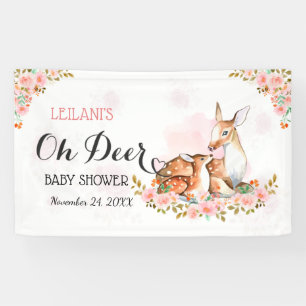 Roze Baby shower Waterverf Deer Roos Backdrop Spandoek