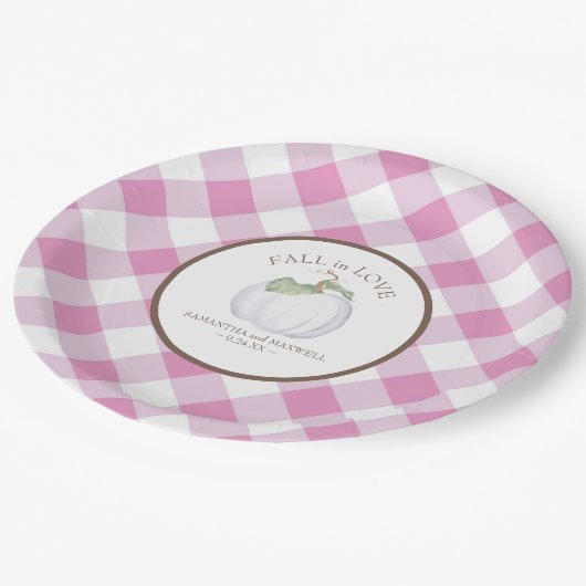 Roze Baby shower Waterverf Pumpkin Papieren Bordje (Gekanteld)