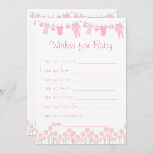 Roze Baby shower wenst Baby Kaart (Voorkant / Achterkant)